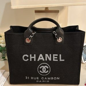 Chanel Deauville Black Tote Bag, 15/35 cm 💖W ‘15 inches  L “ 12  & ‘8 depth